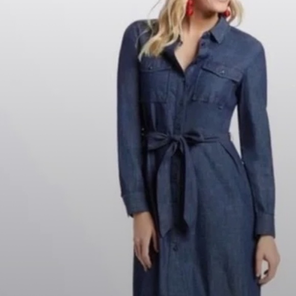 Draper James Denim Belted Shirt Dress Women’s Size 6 - Picture 2 of 5
